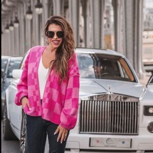 Jess Lea Checkered Over Sized Cardigan S/M